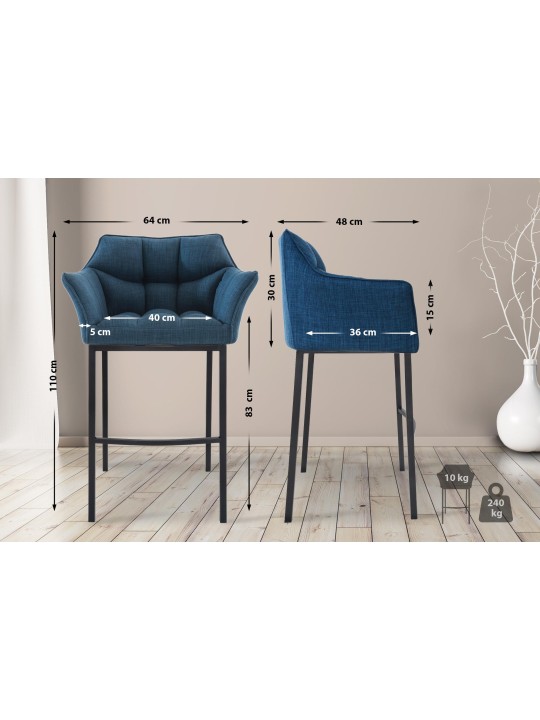 Damaso B szövet bárszék 4 méteres kerettel, kék