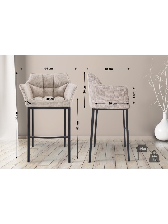 Damaso B szövet bárszék 4 méteres kerettel, elefántcsont