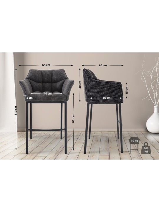 Bárszék Damaso B szövet 4 méteres kerettel, titánszürke