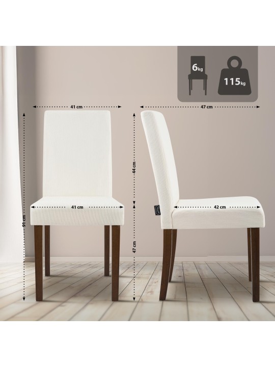 2 db étkezőszékből álló Ina Cord antik sötét készlet, krém