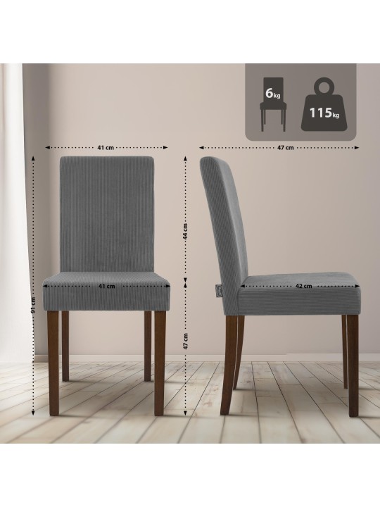 2 db étkezőszékből álló Ina Cord antik sötét készlet, szürke