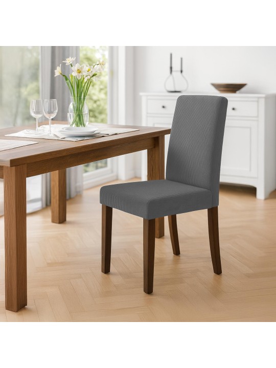 2 db étkezőszékből álló Ina Cord antik sötét készlet, szürke