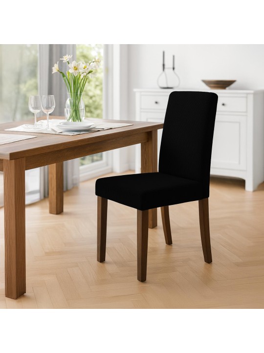 2 db étkezőszékből álló Ina Cord antik sötét készlet, fekete