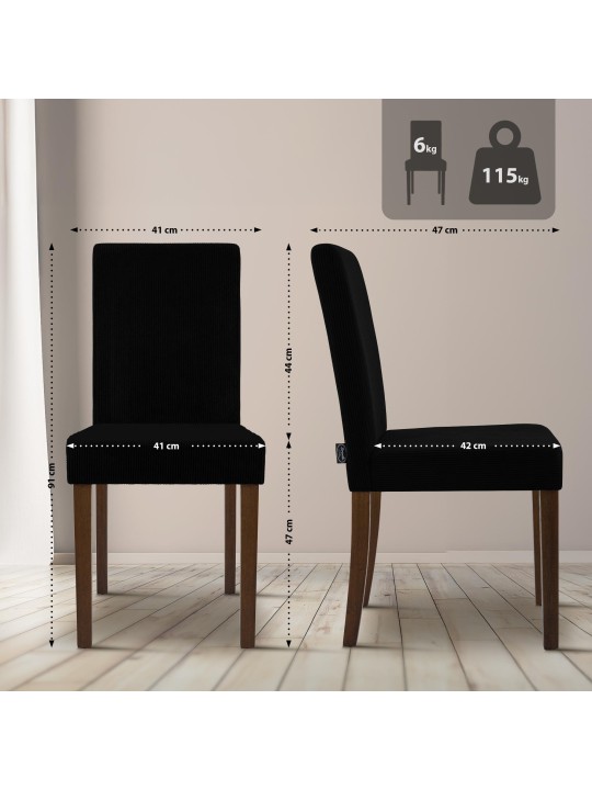 2 db étkezőszékből álló Ina Cord antik sötét készlet, fekete