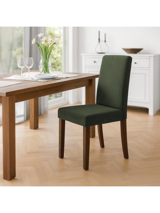 2 db étkezőszékből álló Ina Cord antik sötét készlet, zöld