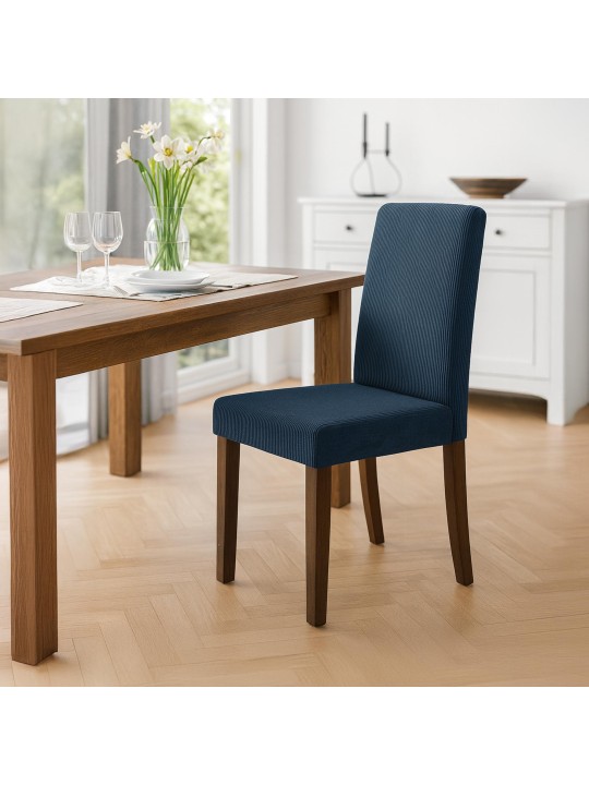 2 db étkezőszékből álló Ina Cord antik sötét készlet, kék