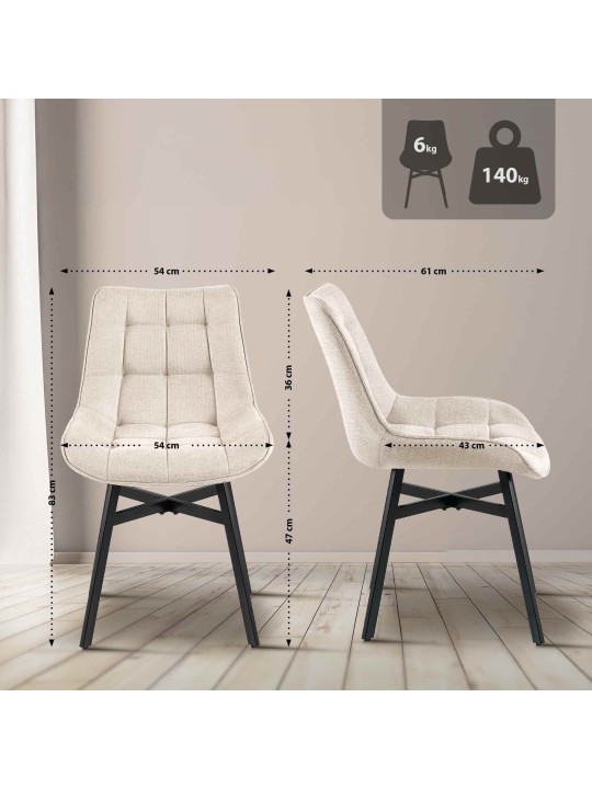 Colby szövet szék, krém