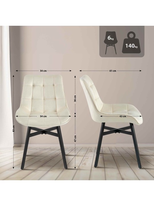 Colby bársony szék, krém