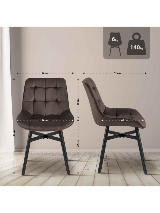 Colby bársony szék, barna