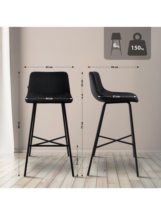 Bárszék Altona bársony, fekete