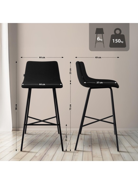 Altona szövet bárszék, fekete