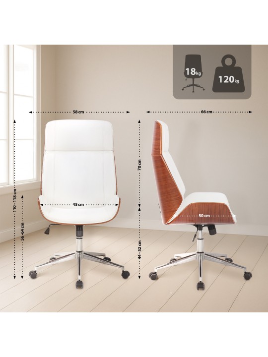 Irodai szék Varel műbőr, dió/fehér