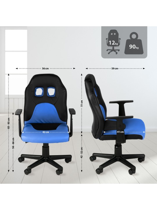 Gyermek irodai szék szórakozás, fekete/kék