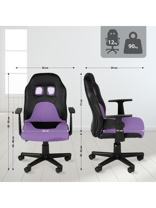 Gyermek irodai szék szórakozás, fekete/lila