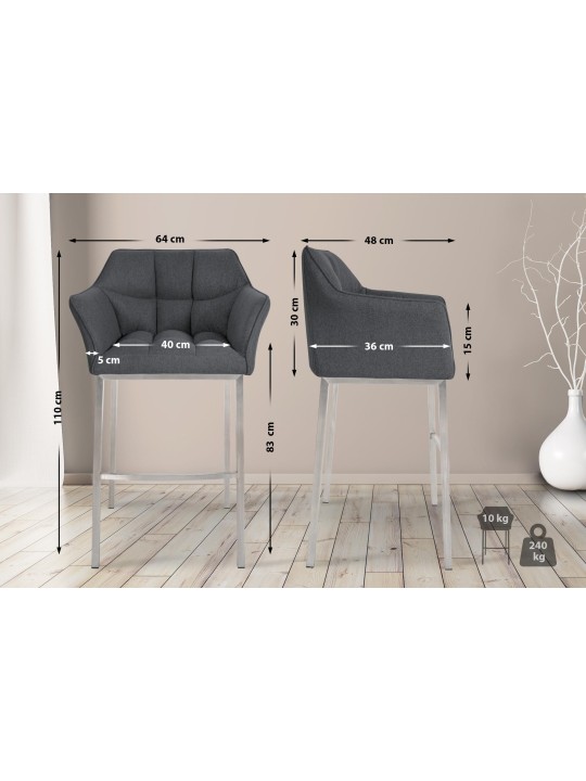 Bárszék Damaso E filc 4 méteres kerettel, szürke