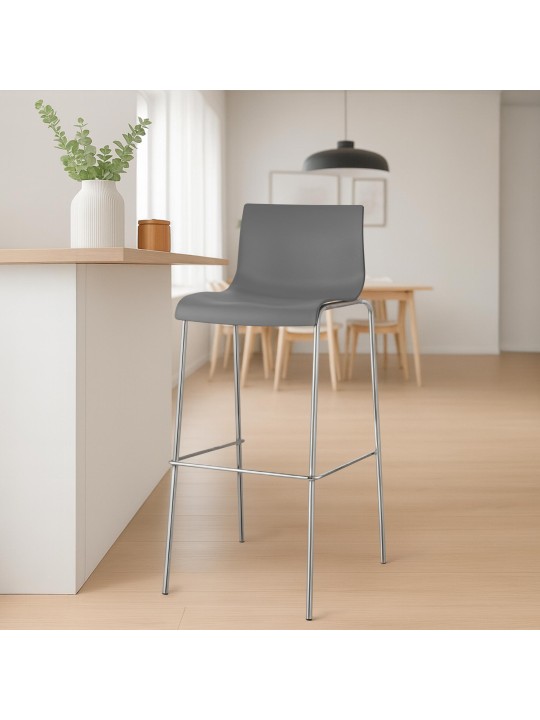 2 db bárszék készlet Hoover műanyag 4 méteres króm kerettel, szürke