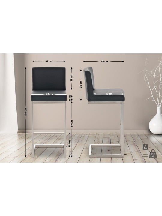 2 db bárszék készlet Paros műbőr, fekete