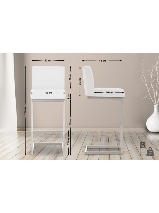 2 db bárszék készlet Paros műbőr, fehér 2 db bárszék készlet Paros műbőr, fehér