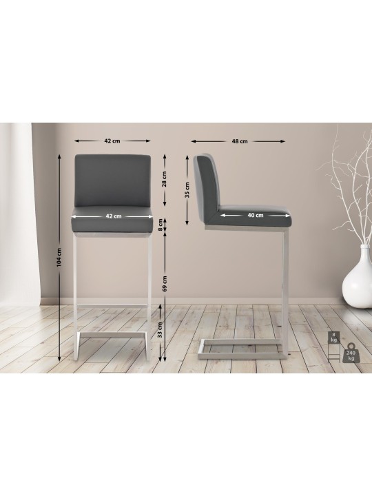 2 db bárszék készlet Paros műbőr, szürke 2 db bárszék készlet Paros műbőr, szürke