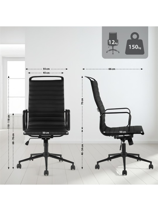 Nelson műbőr irodai szék, fekete