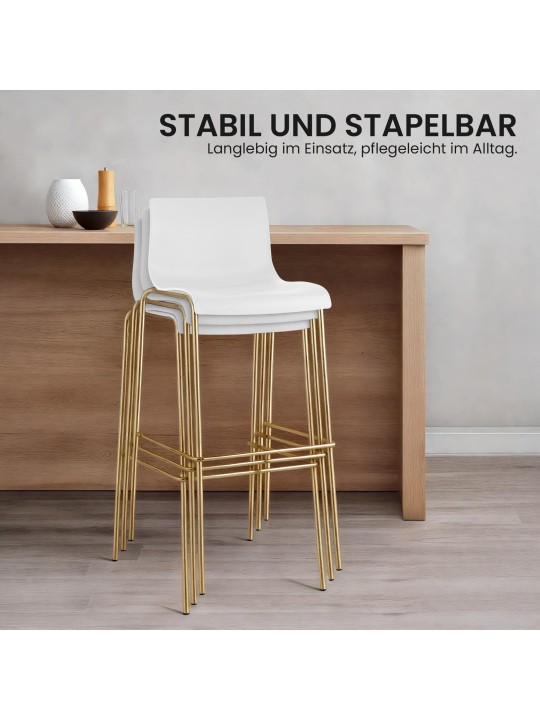 2 db Hoover műanyag bárszék készlet, 4 méteres arany, fehér