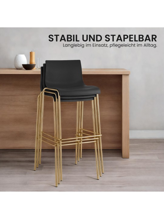 2 db Hoover műanyag bárszék készlet, 4 méteres arany, fekete