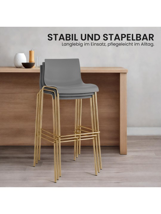 2 db Hoover műanyag bárszék készlet, 4 méteres arany, szürke