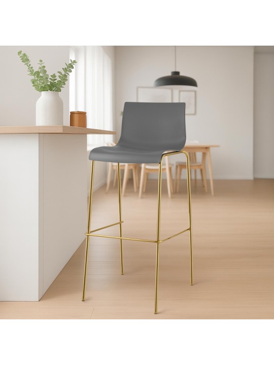 2 db Hoover műanyag bárszék készlet, 4 méteres arany, szürke