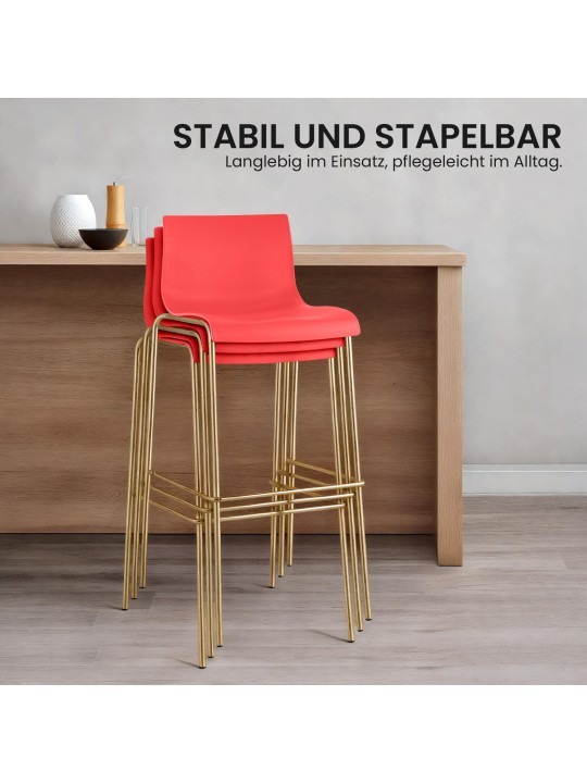 2 db Hoover műanyag bárszék készlet, 4 méteres arany, piros 2 db Hoover műanyag bárszék készlet, 4 méteres arany, piros