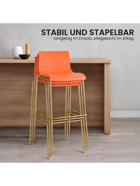 2 db Hoover műanyag bárszék készlet, 4 méteres arany, narancs 2 db Hoover műanyag bárszék készlet, 4 méteres arany, narancs