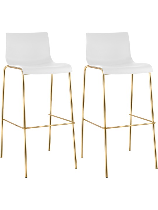 2 db Hoover műanyag bárszék készlet, 4 méteres arany, fehér