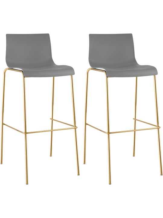 2 db Hoover műanyag bárszék készlet, 4 méteres arany, szürke