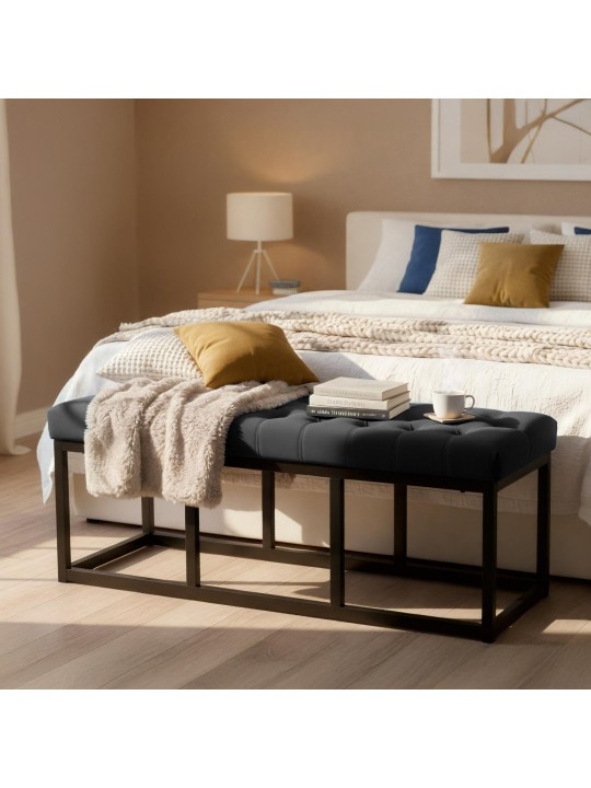 Polson bársony pad 120 cm, fekete