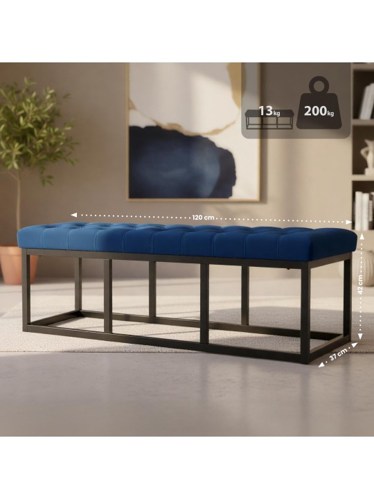 Polson bársony pad 120 cm, kék