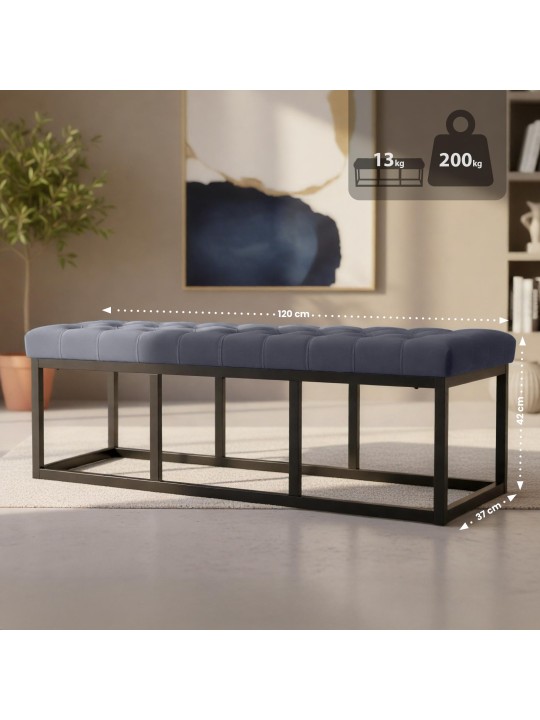 Polson bársony pad 120 cm, szürke