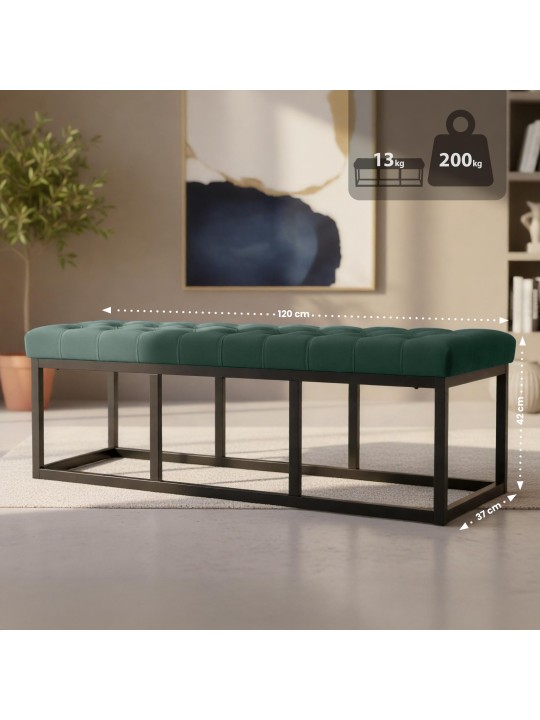 Polson bársony pad 120 cm, zöld