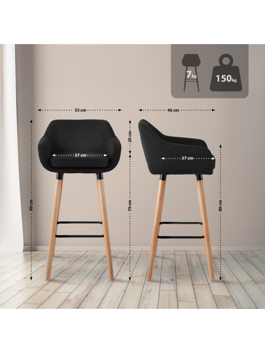 Bárszék Grant szövet, fekete