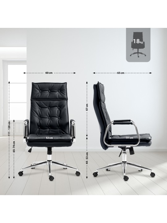 Sotira irodai szék valódi bőr, fekete