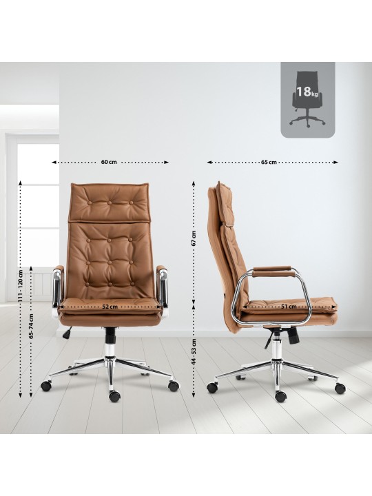 Sotira irodai szék valódi bőr, világosbarna