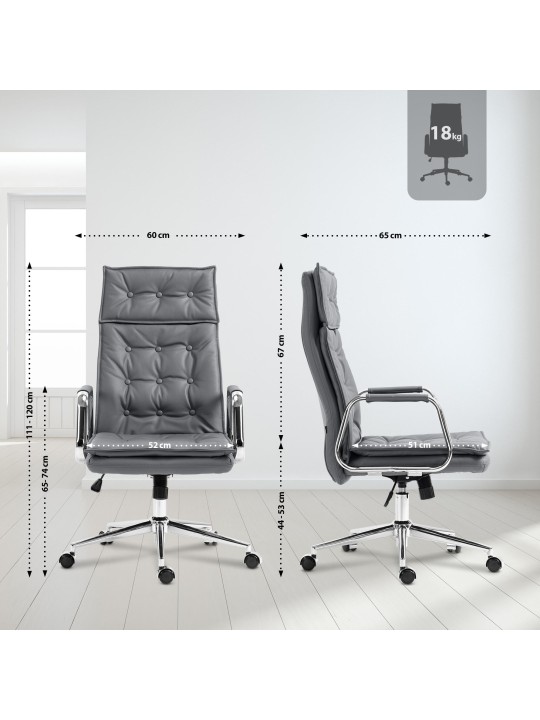 Sotira irodai szék valódi bőr, szürke