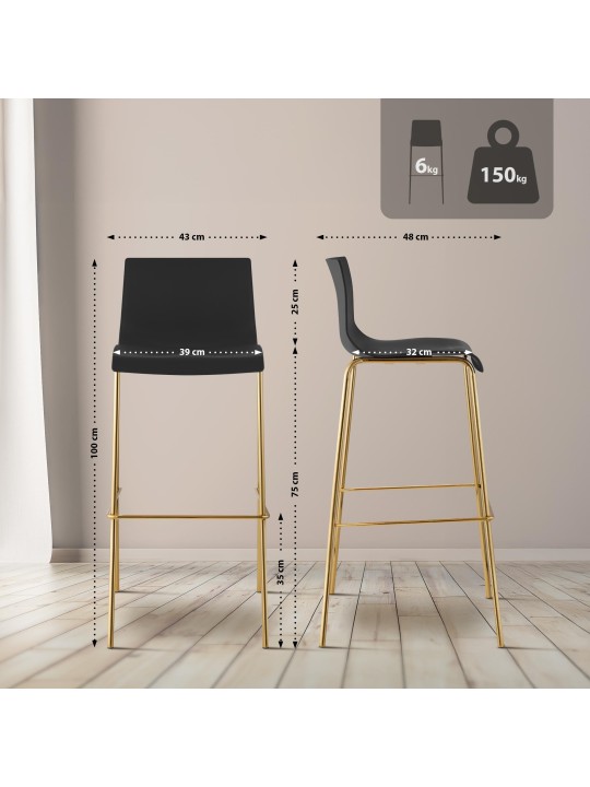 Bárszék Hoover műanyag 4 láb arany, fekete