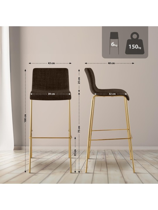 Bárszék Hoover szövet 4 láb arany, barna