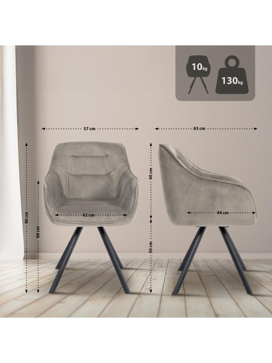 Russel bársony szék, szürke