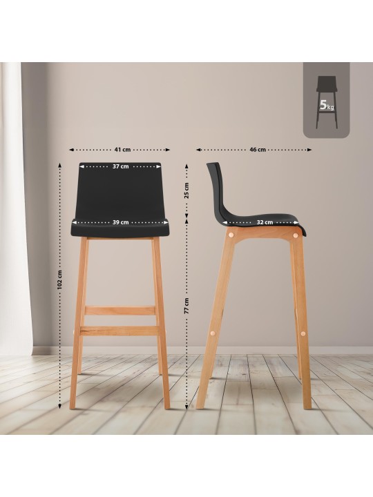 2 db Hoover Natura bárszék készlet, fekete