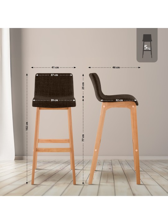 2 db bárszék szett Natura Hoover szövetből, barna