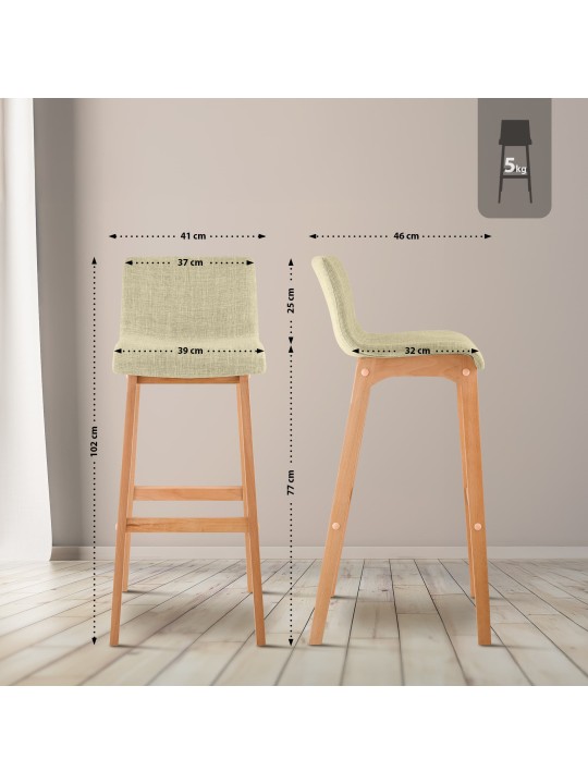 2 db bárszék szett Natura Hoover szövetből, krém