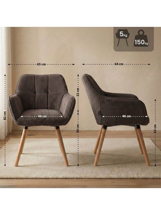 Étkezőszék Vienna Cord natúr, barna