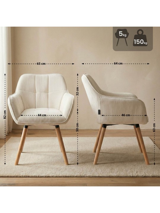 Étkezőszék Vienna Cord natúr, krém