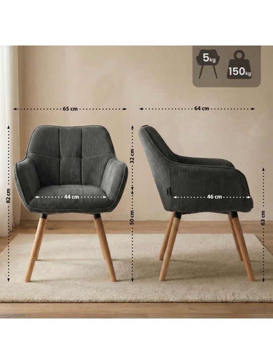 Étkezőszék Vienna Cord natúr, sötétszürke