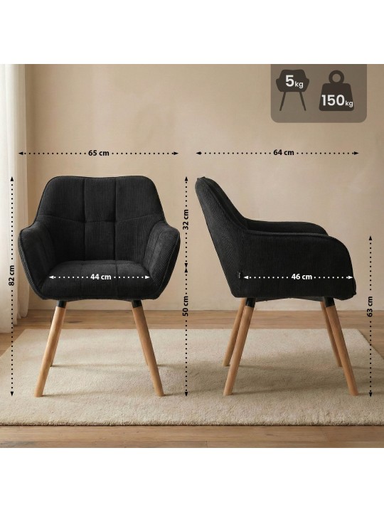 Étkezőszék Vienna Cord natúr, fekete